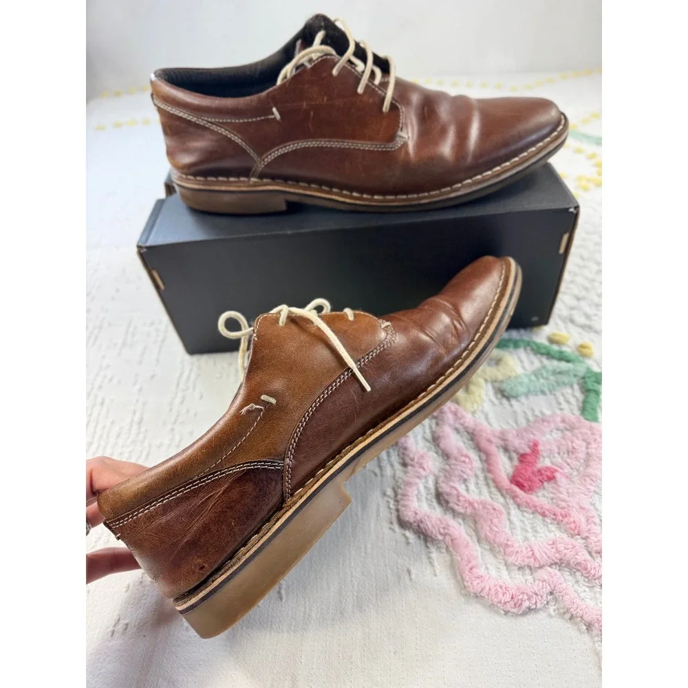 Steve Madden Harpoon 982 Wood Brown‎ Leather Dress Shoes Mens Size 12